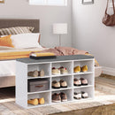 Segenn Set garderobeset met schoenenrek - schoenenbank met 9 vakken - zacht beklede zitbank met schoenenrek - wandgarderobe met 9 haken - schoenenkast voor de gang - entree - slaapkamer - wit