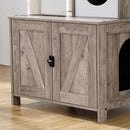 Segenn's Krabpaal met kattenbak - kattenbakkast - kattenhuis met deur en slot - krabpalen met Hangmat Mand Katten Huis - kattenbakmeubel verborgen - alles-in-één kattenspeelgoed met kattenhuis - grijs - 60cm X 150cm X 48cm