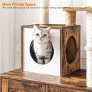 Segenn's Krabpaal met kattenbak - kattenbak Hangmat Mand Katten Huis - kattenhuis met deur en slot - krabpalen Katten Huis - kattenbakmeubel verborgen - alles-in-één kattenspeelgoed met kattenhuis - bruin - 70cm X 132cm X 48cm