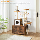 Segenn's Krabpaal met kattenbak - kattenbak Hangmat Mand Katten Huis - kattenhuis met deur en slot - krabpalen Katten Huis - kattenbakmeubel verborgen - alles-in-één kattenspeelgoed met kattenhuis - bruin - 70cm X 132cm X 48cm