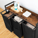 Segenn's Wasmanden met wielen - Grote wassorteerder 3 vakken - Wasmand Uittrekbaar en verwijderbaar - Bruin Zwart