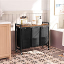 Segenn's Wasmanden met wielen - Grote wassorteerder 3 vakken - Wasmand Uittrekbaar en verwijderbaar - Bruin Zwart