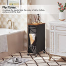 Segenn wasmand op wieltjes met deksel - wasmand met wieltjes - wassorteerder met zijvakken en handvat - 43.3 ltr- tas van Oxford-stof - ruimtebesparend - rustiek bruin en zwart - 40 x 23 x 73 cm (L x B x H)