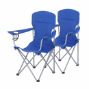 Campingstoelen Set van 2 Blauw – Opvouwbare Kampeerstoelen voor Camping, Tuin en Strand