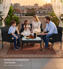 Segenn 4-Delige Tuinmeubelset van PE Polyrattan – Tafel, 2 Stoelen en 2-Zits Bank, Zwart-Taupe Balkon- en Tuinset