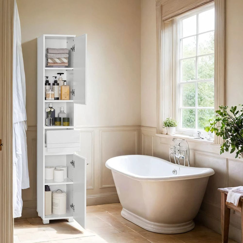 Segenn's Palermo Moderne Badkamerkast met Lade – Compact en Functioneel Badkamermeubel voor Toiletartikelen en Accessoires