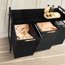 Norwich Wasmand op Wieltjes - 3 vakken en 4 haken - Zwart