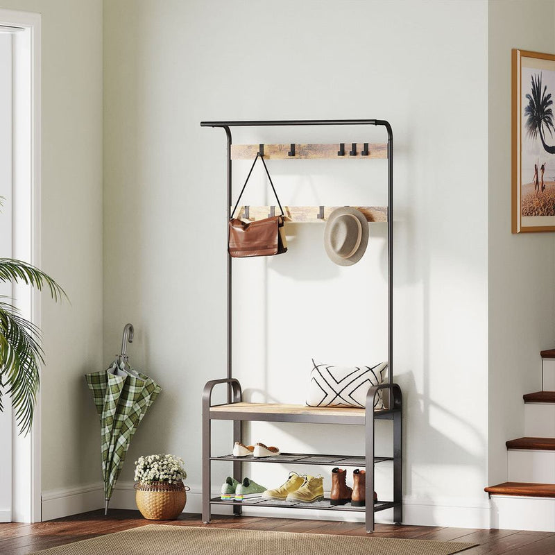 SEGENN Trento 3-in-1 kledingrek, garderobe en halmeubel – Praktisch & stijlvol-Ideaal voor hal of entree-Stijlvol entree-meubel met kledingrek en garderoberuimte