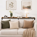 Segenn Consoletafel - Console tafel - bijzettafel met Stopcontact 160 cm - Smalle Sidetable met Oplaadstation - Haltafel Achter Bank - Vintage Bruin/Zwart