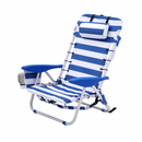 Strandstoel met Blauw-Witte Kussens – Comfortabele Buitenstoel voor Strand, Tuin en Terras