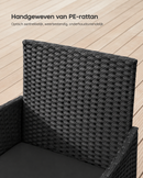 PE Polyrattan Balkonset Zwart-Grijs – Moderne Tuinmeubelset voor Balkon, Terras en Tuin-Duurzame Buitenmeubelen
