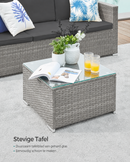 Balkonmeubelset van PE-Polyrattan met Kussens en Glazen Tafel|Moderne 4-Delige PE-Polyrattan Balkonset-