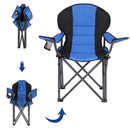 Opvouwbare Campingstoel Blauw – Lichtgewicht Draagbare Kampeerstoel met Armleuningen voor Camping, Strand, Vissen en Outdoor Activiteiten