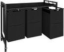 Norwich Wasmand op Wieltjes - 3 vakken en 4 haken - Zwart