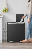 Segenn Prullenbak 60 Liter (2x30L) Zwart – Dubbele Afvalemmer met 2 Compartimenten|Pedaalemmer 60 Liter Zwart