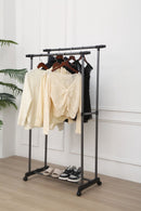 Lisbon Kledingrek - Verstelbare - kledingstang - op wieltjes - Telescopische kledingrek -  2 Laags - 2 Uitschuifbare Kledingstangen