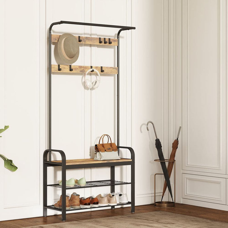SEGENN Trento 3-in-1 kledingrek, garderobe en halmeubel – Praktisch & stijlvol-Ideaal voor hal of entree-Stijlvol entree-meubel met kledingrek en garderoberuimte