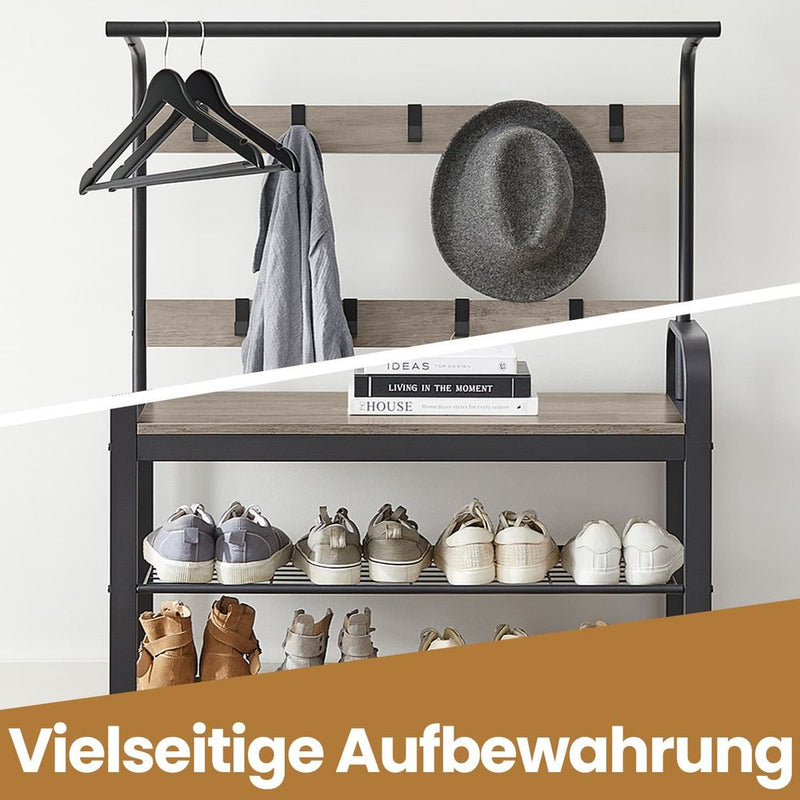 SEGENN Trento 3-in-1 kledingrek, garderobe en halmeubel – Praktisch & stijlvol-Ideaal voor hal of entree-Stijlvol entree-meubel met kledingrek en garderoberuimte