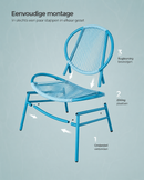 3-Delige Balkonset Zee Blauw – Moderne Tuinmeubelen met Tafel en Stoelen-Balkon Loungeset 3-delig – Zee Blauw met Tafel en 2 Stoelen