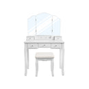 Segenn's Vouge Kaptafel - make up tafel - frameloze 3-delige inklapbare spiegel - met krukje - Wit