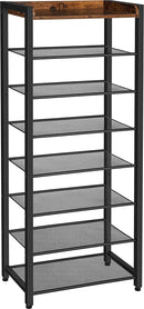 Segenn schoenenrek 8-traps, schoenenkast, schoenenrek voor 14-16 paar schoenen, ruimtebesparend, voor entree, woonkamer, gang, donkerbruin-zwart