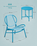 3-Delige Balkonset Zee Blauw – Moderne Tuinmeubelen met Tafel en Stoelen-Balkon Loungeset 3-delig – Zee Blauw met Tafel en 2 Stoelen