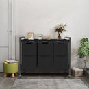 Norwich Wasmand op Wieltjes - 3 vakken en 4 haken - Zwart