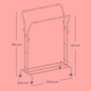 SEGENN Prato Kledingrek op Wielen met 2 Kledingroedes – Verplaatsbaar Garderoberek voor Extra Opbergruimte-2 Rails voor Jassen, Kleding en Meer