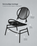 3-Delige Balkonset Inktzwart – Moderne Tuinmeubelen met Tafel en Stoelen-Comfortabele Buitenmeubelen