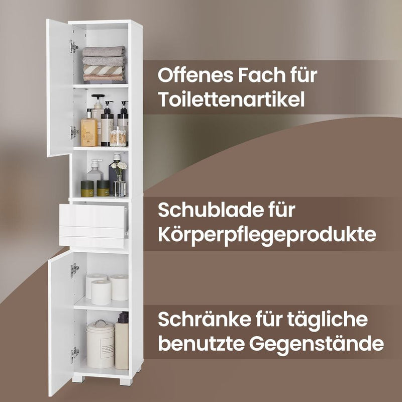 Segenn's Palermo Moderne Badkamerkast met Lade – Compact en Functioneel Badkamermeubel voor Toiletartikelen en Accessoires