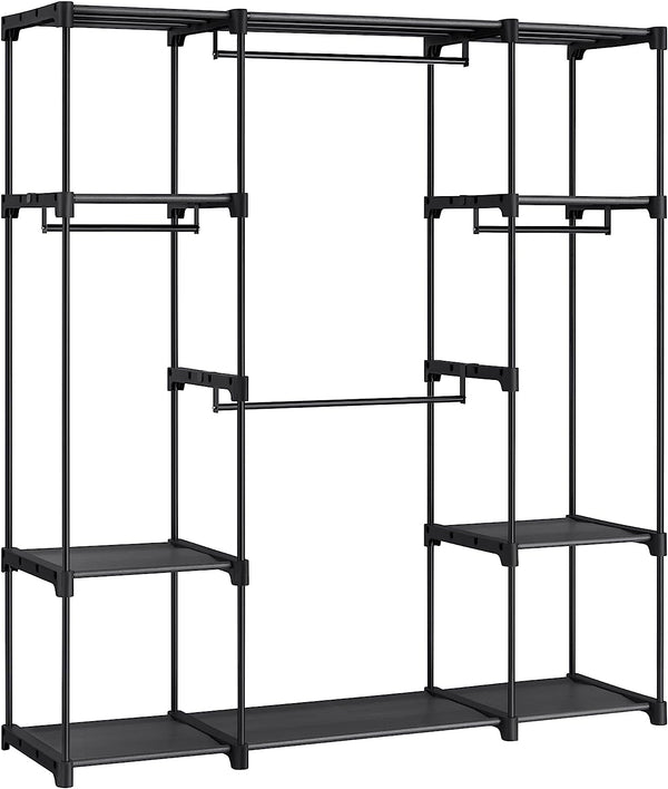 Segenn open Kledingkast - kledingrek - kledingstang - garderobe - 4 hangcompartimenten - veel ruimte - voor slaapkamer - woonkamer - zwart - 43 x 151 x 166 cm