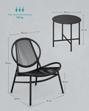 3-Delige Balkonset Inktzwart – Moderne Tuinmeubelen met Tafel en Stoelen-Comfortabele Buitenmeubelen