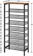 Segenn Schoenenrek - hoog schoenenkast - groot - smal schoenenrek - met platte en kantelbare gaasplanken - metaal - voor 16-24 paar schoenen - bruin/zwart - 60 x 30 x 137 cm