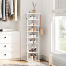 Segenn's Schoenenrek met 8 niveaus - smal schoenenrek - schoenenkasten met 2 haken - opbergplanken - schoen organisator - wit