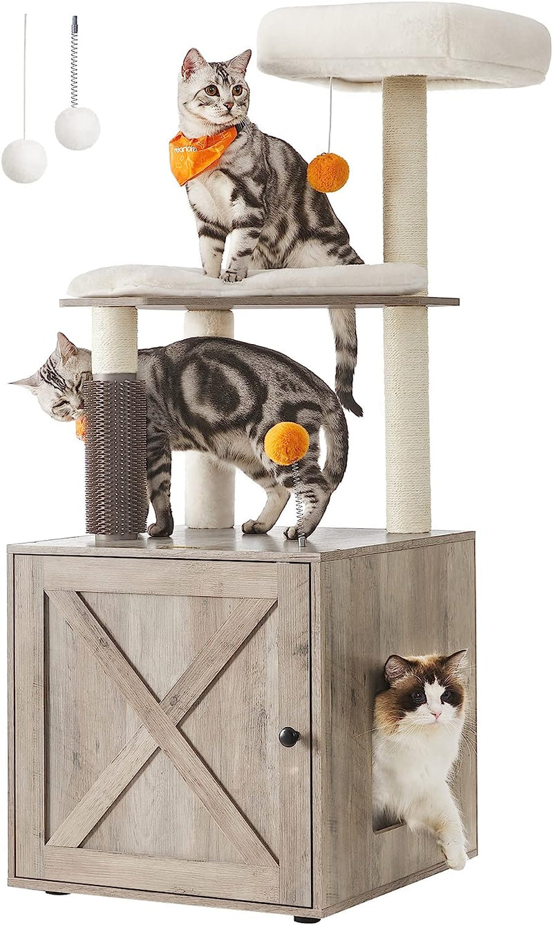 COSTWAY Krabpaal Met Kattenbakkast, Kattenkast Voor Kattentoilet Kattenboom Groot Platform Krabmat Bal Sisalpalen All In One Kattenmeubels 80 X 45 87 5 Cm Grijs 2023483559 COSTWAY Krabpaal Met Kattenbakkast, Kattenkast Voor Kattentoilet Kattenboom Groot Platform Krabmat Bal Sisalpalen All In One Kattenmeubels 80 X 45 87 5 Cm Grijs 2023483559