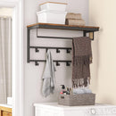 Segenn kapstok - Wandkapstok - Wandkapstok met plank - Wandplank met 10 haken en stangen Hangplank - Industriële - 80x30x42cm