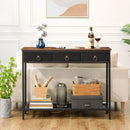 Segenn's consoletafel - console tafel - Dressoir - gangtafel met 3 lades - 2-laags bijzettafel - bijzettafel met stabiel frame - voor hal - woonkamer - industriële stijl - Bruin/Zwart