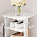 Segenn's Schoenenrek met 8 niveaus - smal schoenenrek - schoenenkasten met 2 haken - opbergplanken - schoen organisator - wit