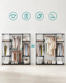 Segenn open Kledingkast - kledingrek - kledingstang - garderobe - 4 hangcompartimenten - veel ruimte - voor slaapkamer - woonkamer - zwart - 43 x 151 x 166 cm