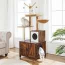 Segenn's  krabpaal met kattenbak - kattenhuis of Kattenbak - krabpaal met slot - vintage bruin - 60 x 48 x 150 cm