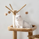 Segenn's  krabpaal met kattenbak - kattenhuis of Kattenbak - krabpaal met slot - vintage bruin - 60 x 48 x 150 cm