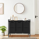 Norwich Wasmand op Wieltjes - 3 vakken en 4 haken - Zwart