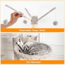Kattenkrabpaal met Kattenbakmeubel 60 x 48 x 151 cm – All-in-One Kattenmeubel met Klimboom, Kattenhuis en Afneembare Pluche Bal – Wit