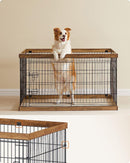 Segenn  XXL hondenren - puppyrennen vrije uitloopren- stalen rooster - puppy box - schuifdeur met 2 grendels - omheining voor honden - konijnen - walnoot bruin-zwar - 122 x 80 x 70 cm