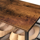 Segenn Groot schoenenrek - hoge schoenenkast - 8-laags schoenenrek - kantelbare gaasplanken - metaal/Hout - voor 24-32 paar schoenen - industrieel - bruin-zwart