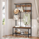 segenn"s Garderoberek - Kapstok - kledingrek met 24 haken - Kapstok met schoenenrek - zitting met 3 opbergdozen - Bruin/Zwart