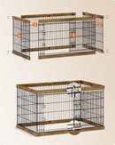 Segenn  XXL hondenren - puppyrennen vrije uitloopren- stalen rooster - puppy box - schuifdeur met 2 grendels - omheining voor honden - konijnen - walnoot bruin-zwar - 122 x 80 x 70 cm