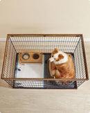 Segenn  XXL hondenren - puppyrennen vrije uitloopren- stalen rooster - puppy box - schuifdeur met 2 grendels - omheining voor honden - konijnen - walnoot bruin-zwar - 122 x 80 x 70 cm