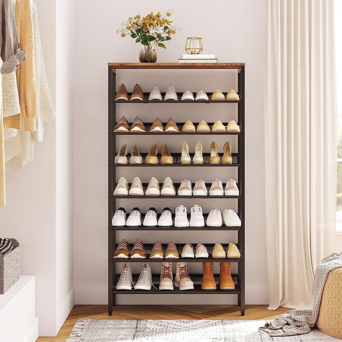 Vicye Shoe Rack 10 Levels High Shoe Cabinet for 50 Pairs of Shoes Shoe Rack with Metal Dust Cover Black for Entrance Living Room Vicye Shoe Rack 10 Levels High Shoe Cabinet for 50 Pairs of Shoes Shoe Rack with Metal Dust Cover Black for Entrance Living Room