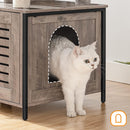 Segenn's Krabpaal met kattenhuis - kattenbak - kattenbakkast met deur en slot - krabpalen met Hangmat Mand Katten Huis - kattenbakmeubel verborgen - alles-in-één kattenspeelgoed met kattenhuis - grijs